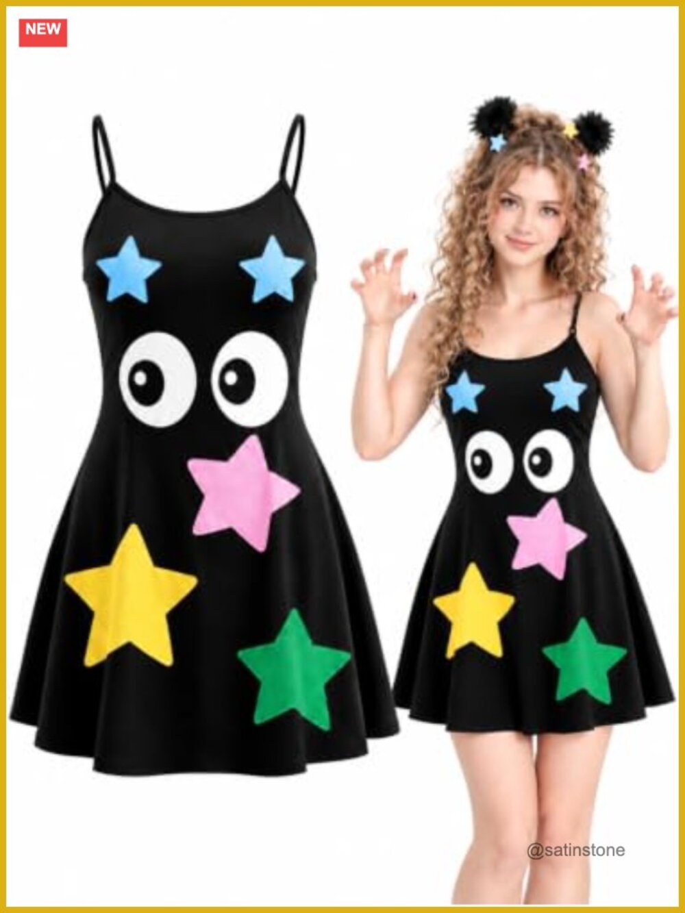 Halloween Soot Theme Costume Dress Thin Strap Cosplay Party